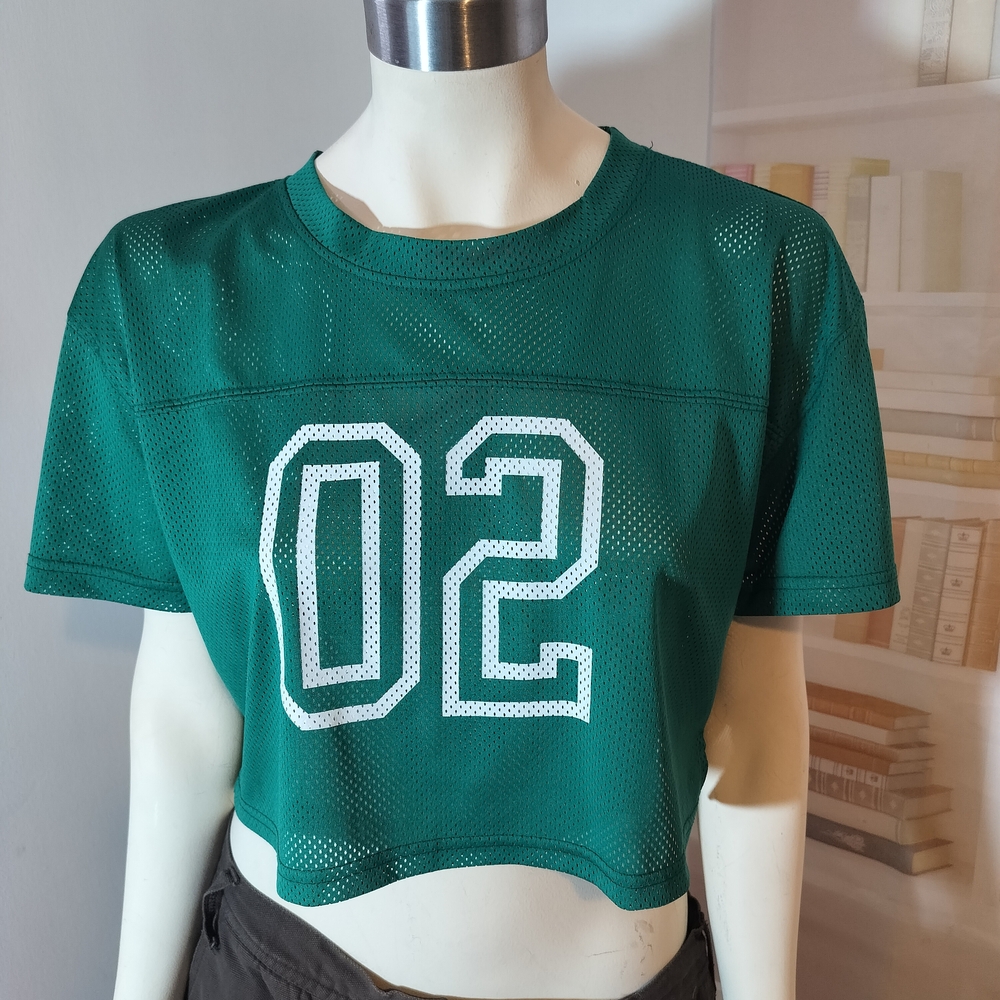 No Boundaries Green Mesh Crop Top